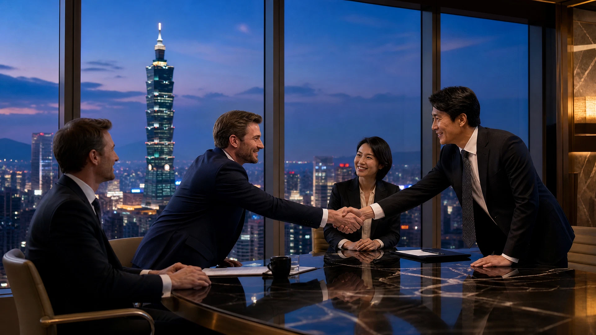 Cross-border M&A advisory meeting in Taipei with foreign buyers