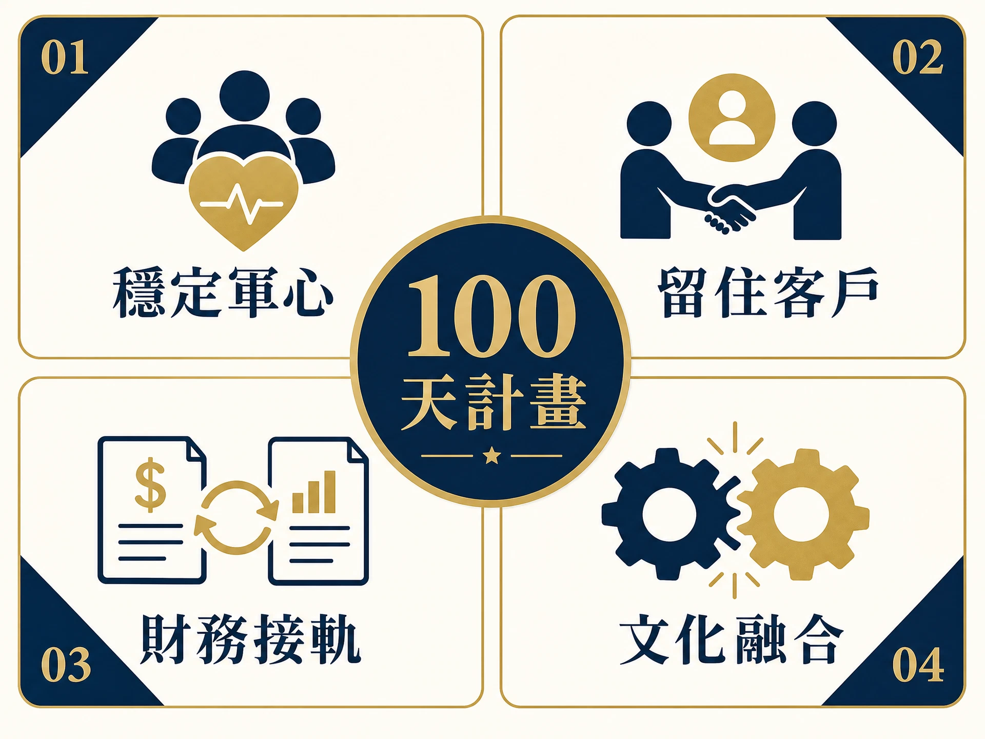 PMI 併購後整合前 100 天的四大重點:穩定軍心、留住客戶、財務接軌、文化融合